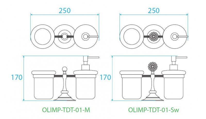 ✔️Стакан/дозатор для жидкого мыла подвесные Cezares Olimp OLIMP-TDT-01-Sw купить за 169 600 тенге в Казахстане г. Астане, Алмате, Караганде