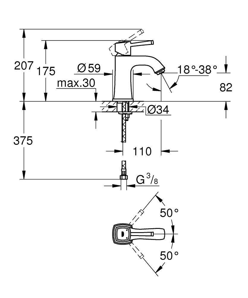 ✔️Смеситель для раковины Grohe Grandera 23310000 купить за 213 000 тенге в Казахстане г. Астане, Алмате, Караганде