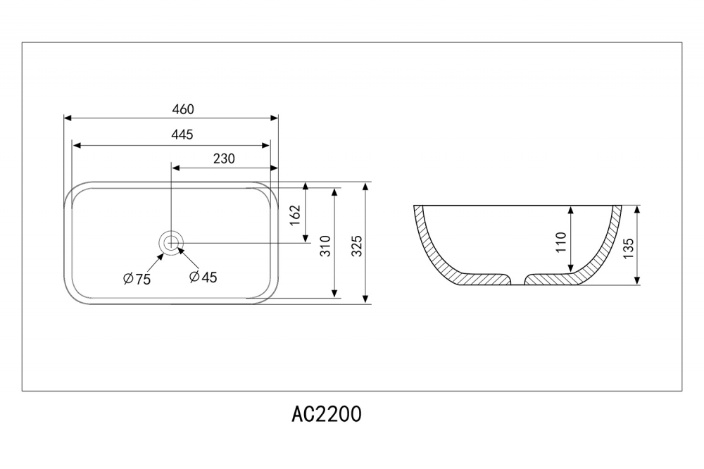 ✔️Накладная раковина ABBER Rechteck AC2200MBG купить за 72 600 тенге в Казахстане г. Астане, Алмате, Караганде