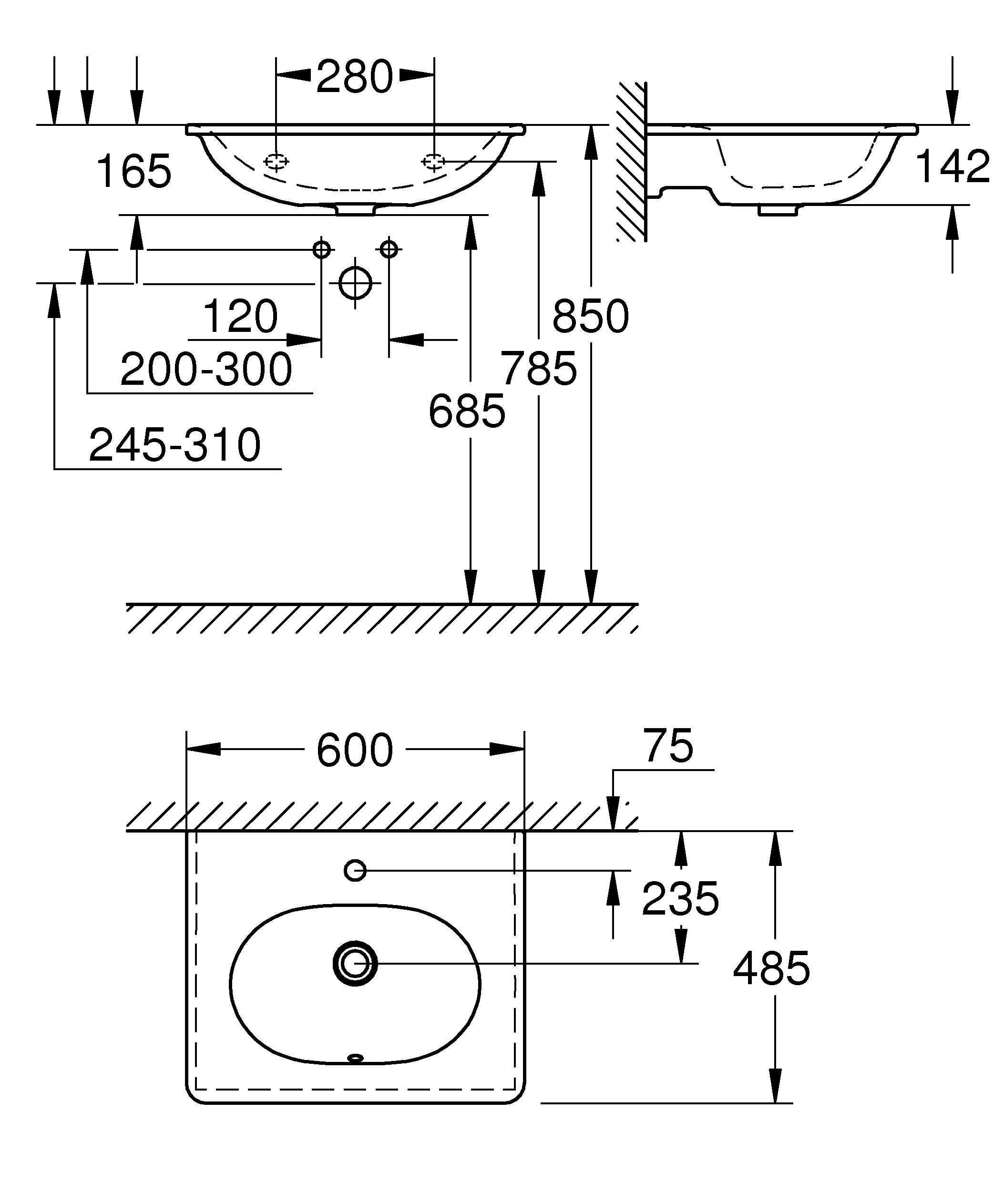 ✔️Раковина Grohe Essence Ceramic 60 см 3956500H купить за 159 000 тенге в Казахстане г. Астане, Алмате, Караганде