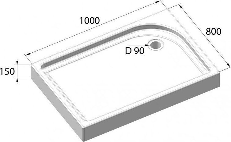 ✔️Поддон акриловый Belbagno TRAY-BB-AH-100/80-15-W-R правый купить за 113 300 тенге в Казахстане г. Астане, Алмате, Караганде