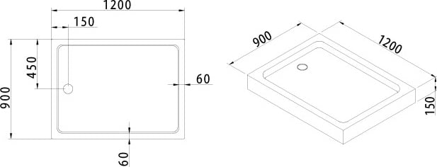 ✔️Поддон акриловый Cezares TRAY-A-AH-120/90-15-W  купить за 191 900 тенге в Казахстане г. Астане, Алмате, Караганде