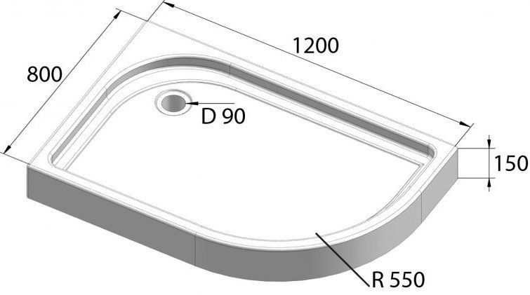 ✔️Поддон акриловый Belbagno TRAY-BB-RH-120/80-550-15-W-L левый купить за 130 400 тенге в Казахстане г. Астане, Алмате, Караганде