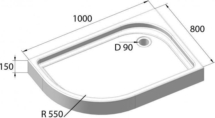 ✔️Поддон акриловый Belbagno TRAY-BB-RH-100/80-550-15-W-R правый купить за 115 600 тенге в Казахстане г. Астане, Алмате, Караганде