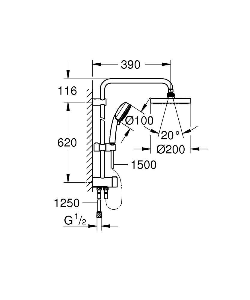 ✔️Душевая система Grohe New Tempesta 27389002 хром купить за 143 000 тенге в Казахстане г. Астане, Алмате, Караганде