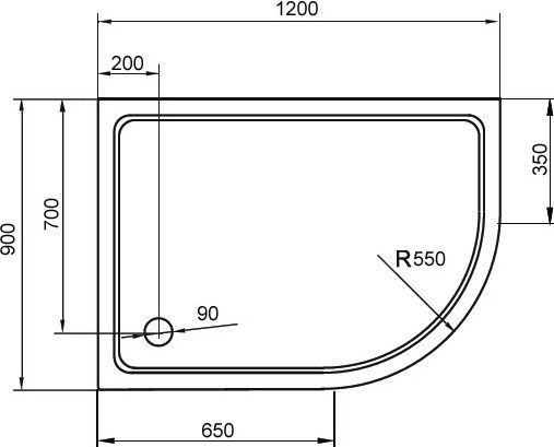 ✔️Поддон из стеклокомпозита Cezares TRAY-M-RH-120/90-550-35-W-R правый купить за 105 800 тенге в Казахстане г. Астане, Алмате, Караганде