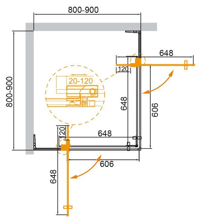 ✔️Душевой уголок Cezares Slider SLIDER-A-2-80/90-GRIGIO-NERO купить за 608 000 тенге в Казахстане г. Астане, Алмате, Караганде