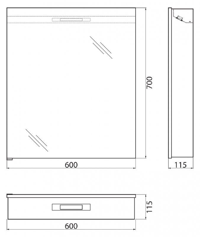 ✔️Зеркальный шкаф BelBagno  SPC-1A-DL-BL-600 купить за 231 100 тенге в Казахстане г. Астане, Алмате, Караганде