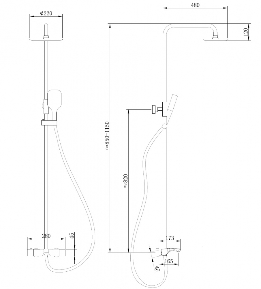 ✔️Душевая стойка со смесителем для ванны и термостатом ABBER Thermostat AF8516B купить за  в Казахстане г. Астане, Алмате, Караганде