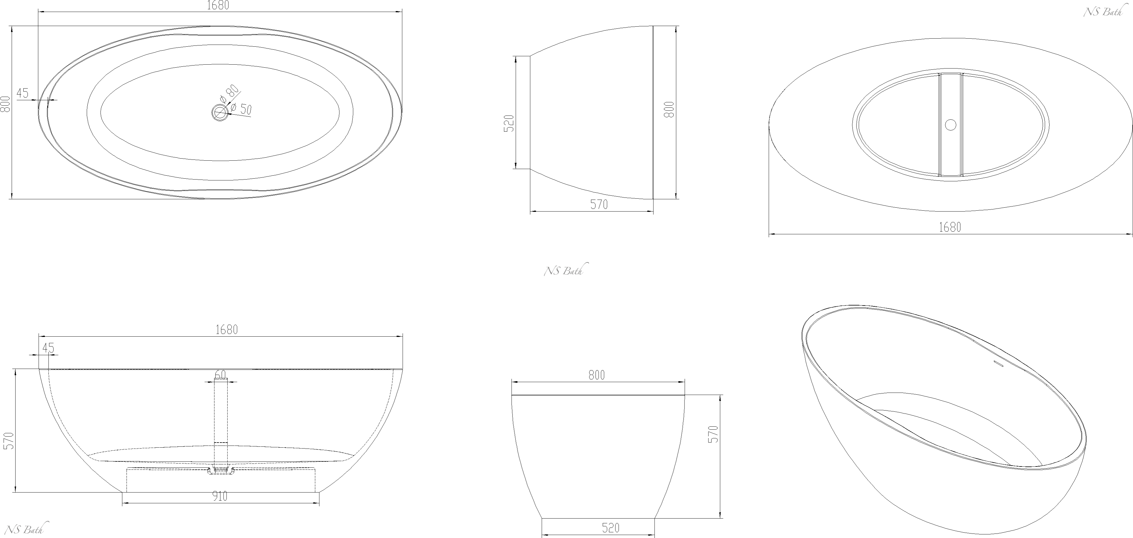 ✔️Ванна NS Bath NSB-16804 купить за 2 840 500 тенге в Казахстане г. Астане, Алмате, Караганде