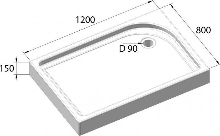 ✔️Поддон акриловый Belbagno TRAY-BB-AH-120/80-15-W-R правый купить за 125 200 тенге в Казахстане г. Астане, Алмате, Караганде