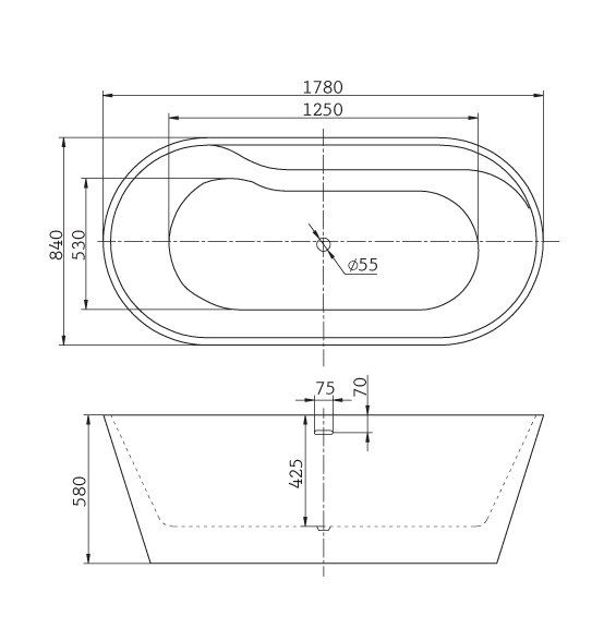 ✔️Акриловая ванна отдельностоящая BelBagno BB14 купить за 902 800 тенге в Казахстане г. Астане, Алмате, Караганде