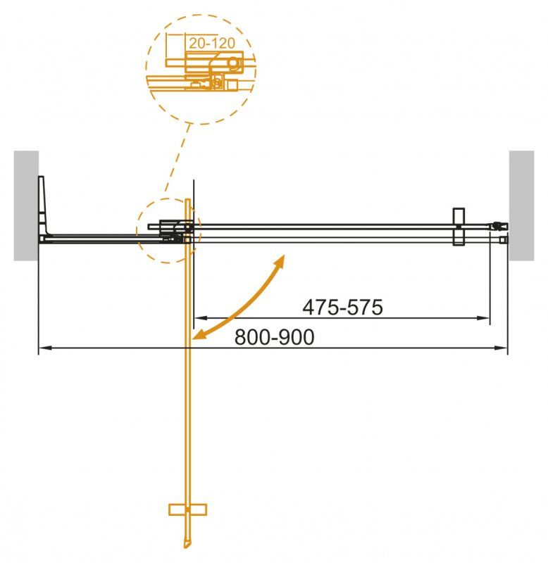 ✔️Душевая дверь в нишу Cezares Slider SLIDER-B-1-80/90-GRIGIO-Cr купить за 310 400 тенге в Казахстане г. Астане, Алмате, Караганде