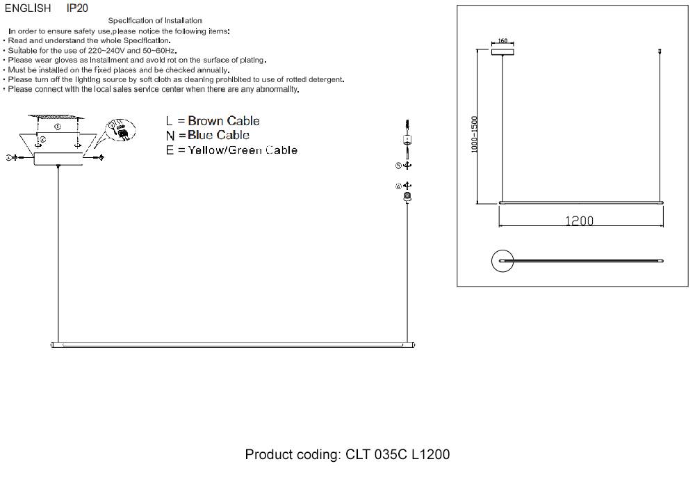 ✔️Подвесной светильник Crystal Lux CLT 035C L1200 GO купить за 106 300 тенге в Казахстане г. Астане, Алмате, Караганде