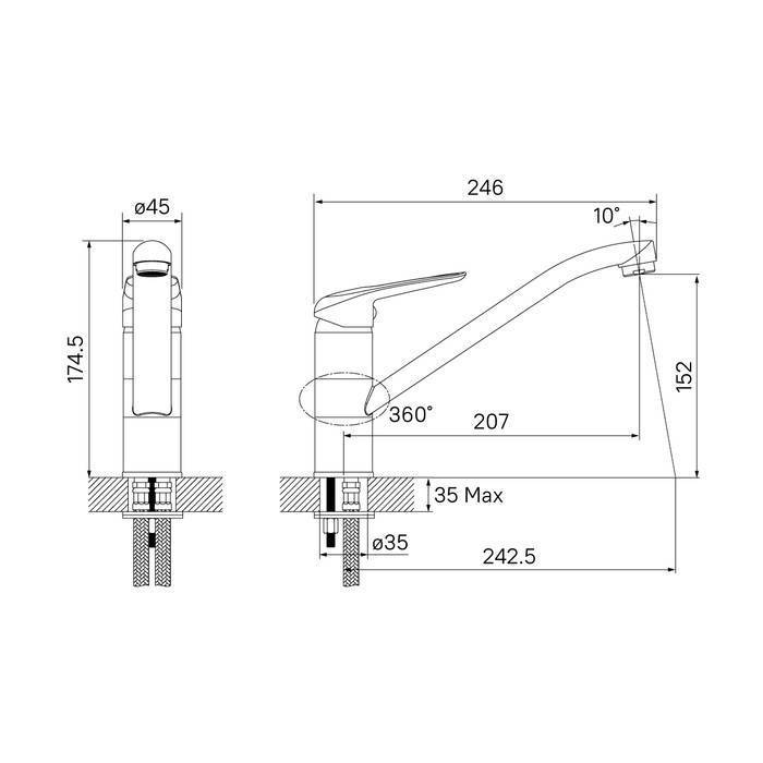 ✔️Смеситель для кухни IDDIS Male MALBN00i05 купить за 32 100 тенге в Казахстане г. Астане, Алмате, Караганде