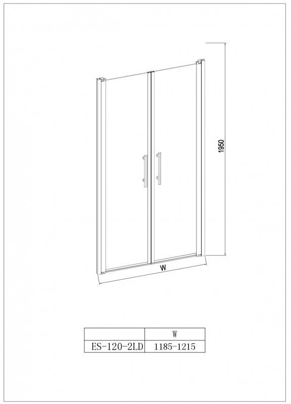 ✔️Душевая дверь в нишу ESBANO ES-120-2LD ESDN1202LD купить за  в Казахстане г. Астане, Алмате, Караганде