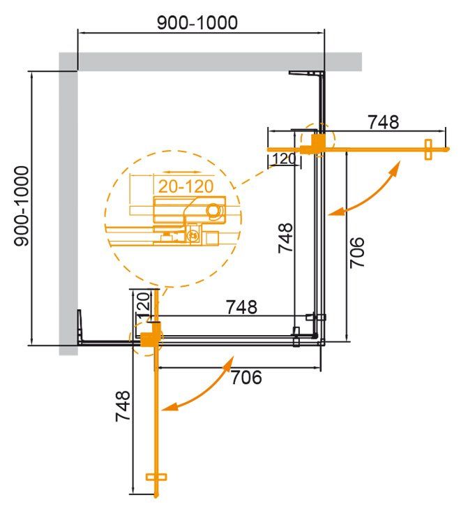 ✔️Душевой уголок Cezares Slider SLIDER-A-2-90/100-GRIGIO-NERO купить за 640 500 тенге в Казахстане г. Астане, Алмате, Караганде