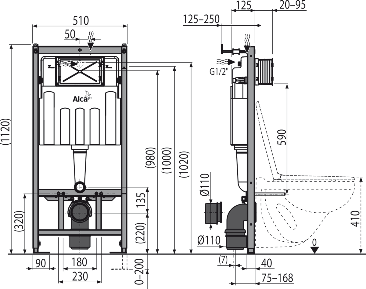 ✔️Инсталляция для подвесного унитаза AlcaPlast Sadromodul  AM101/1120-001 купить за 68 200 тенге в Казахстане г. Астане, Алмате, Караганде