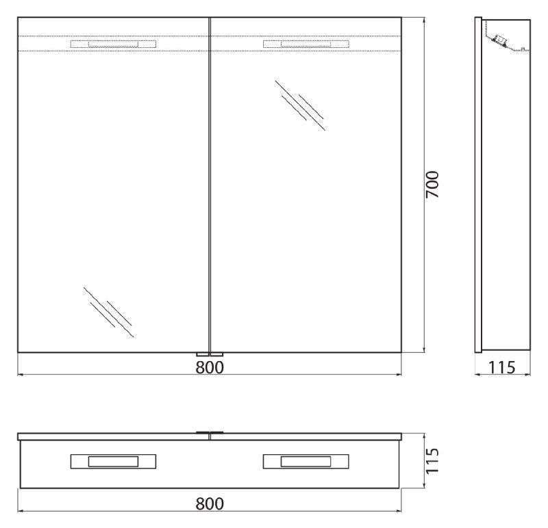 ✔️Зеркальный шкаф BelBagno  SPC-2A-DL-BL-800 купить за 309 400 тенге в Казахстане г. Астане, Алмате, Караганде