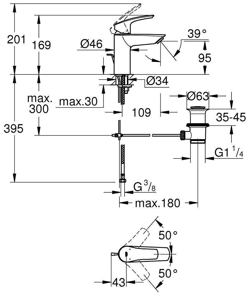 ✔️Смеситель для раковины Grohe Eurosmart 33265003 хром купить за 44 000 тенге в Казахстане г. Астане, Алмате, Караганде