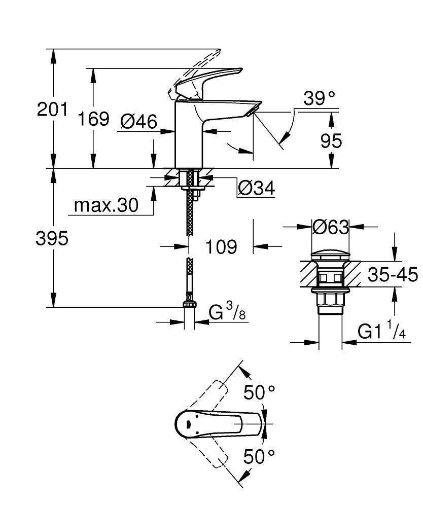 ✔️Смеситель для раковины Grohe Eurosmart 23922003 хром купить за 44 100 тенге в Казахстане г. Астане, Алмате, Караганде