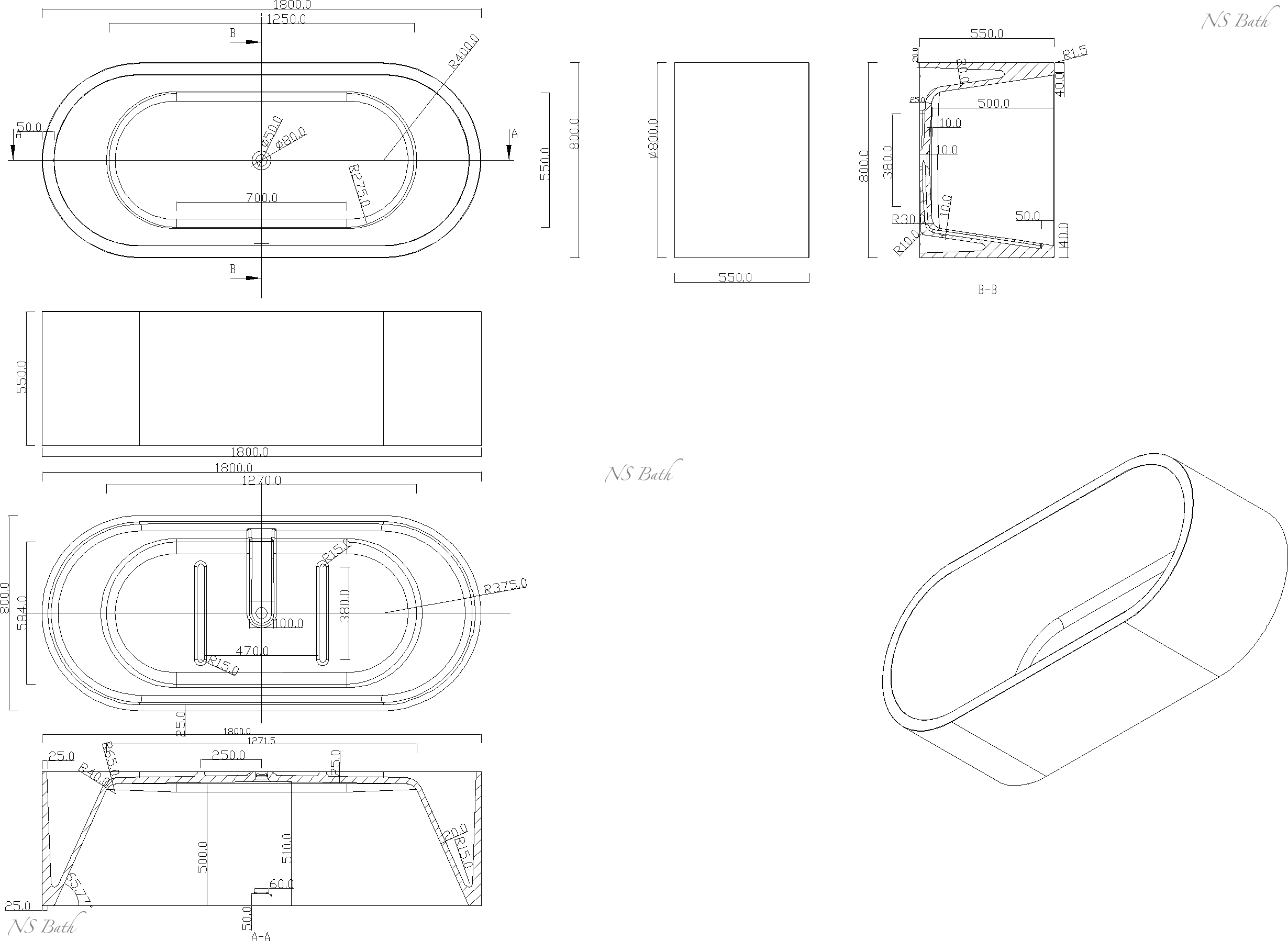 ✔️Ванна NS Bath NSB-18804 купить за 3 714 500 тенге в Казахстане г. Астане, Алмате, Караганде