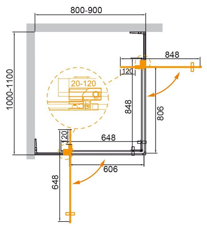 ✔️Душевой уголок Cezares Slider SLIDER-AH-2-80/90-100/110-GRIGIO-NERO купить за 640 700 тенге в Казахстане г. Астане, Алмате, Караганде