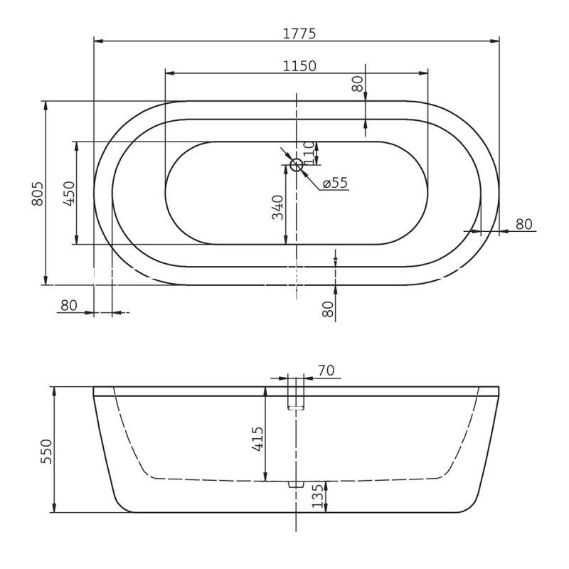 ✔️Акриловая ванна отдельностоящая BelBagno BB12-1775 купить за 712 600 тенге в Казахстане г. Астане, Алмате, Караганде