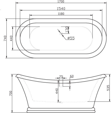 ✔️Акриловая ванна отдельностоящая BelBagno BB09 купить за 1 044 300 тенге в Казахстане г. Астане, Алмате, Караганде