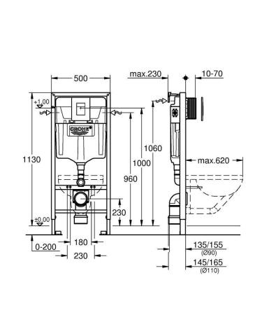 ✔️Инсталляция для подвесного унитаза Grohe Rapid SL с кнопкой смыва 3 в 1 38772001 купить за 1 тенге в Казахстане г. Астане, Алмате, Караганде