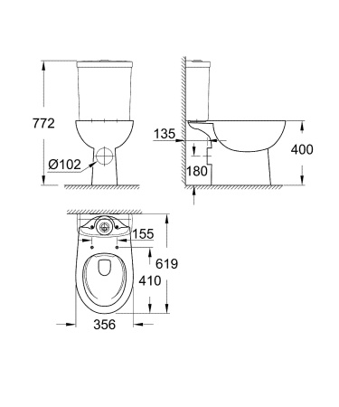 ✔️Унитаз-компакт Grohe Bau Ceramic 39349000 купить за 75 600 тенге в Казахстане г. Астане, Алмате, Караганде