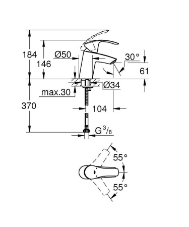 ✔️Смеситель для раковины Grohe Eurosmart New 32467002 купить за 40 100 тенге в Казахстане г. Астане, Алмате, Караганде