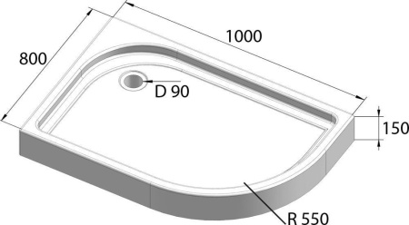 ✔️Поддон акриловый Belbagno TRAY-BB-RH-100/80-550-15-W-L левый купить за 115 600 тенге в Казахстане г. Астане, Алмате, Караганде