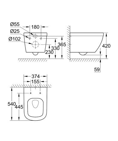 ✔️Подвесной унитаз Grohe Euro Ceramic 39328000 купить за 155 900 тенге в Казахстане г. Астане, Алмате, Караганде