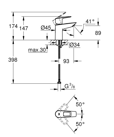 ✔️Смеситель для раковины Grohe BauLoop 23337001 хром купить за 33 600 тенге в Казахстане г. Астане, Алмате, Караганде