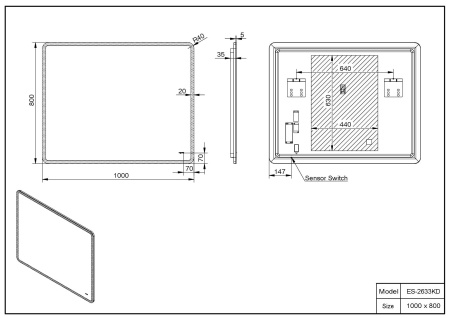 ✔️Зеркало ESBANO ES-2633KD ESMI2633KD купить за 231 800 тенге в Казахстане г. Астане, Алмате, Караганде