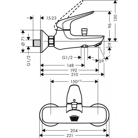 ✔️Смеситель для ванны Hansgrohe Novus 71040000 хром купить за 79 800 тенге в Казахстане г. Астане, Алмате, Караганде