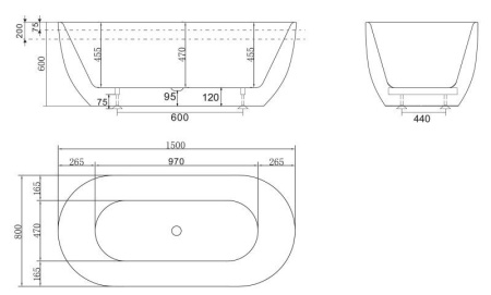 ✔️Акриловая ванна отдельностоящая BelBagno BB70-1500-800 купить за 653 700 тенге в Казахстане г. Астане, Алмате, Караганде