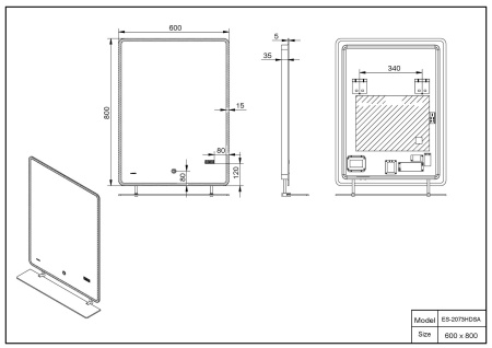 ✔️Зеркало ESBANO ES-2073HDSA ESMI2073HDSA купить за 141 100 тенге в Казахстане г. Астане, Алмате, Караганде