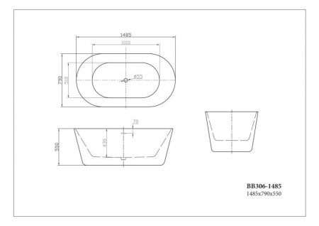 ✔️Акриловая ванна отдельностоящая BelBagno BB306-1485 купить за 623 500 тенге в Казахстане г. Астане, Алмате, Караганде