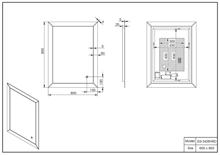 ✔️Зеркало ESBANO ES-3428HRD ESMI3428HRD купить за 115 900 тенге в Казахстане г. Астане, Алмате, Караганде