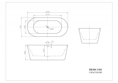 ✔️Акриловая ванна отдельностоящая BelBagno BB306-1585 купить за 638 900 тенге в Казахстане г. Астане, Алмате, Караганде