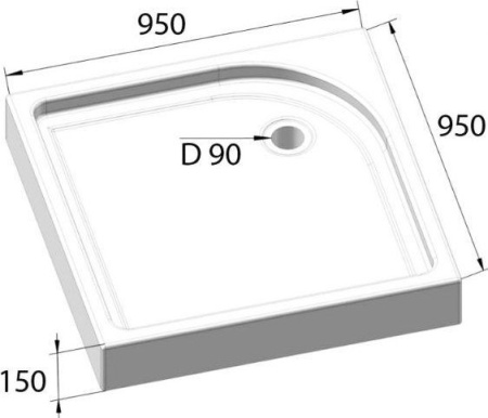 ✔️Поддон акриловый Belbagno TRAY-BB-A-95-15-W купить за 111 900 тенге в Казахстане г. Астане, Алмате, Караганде