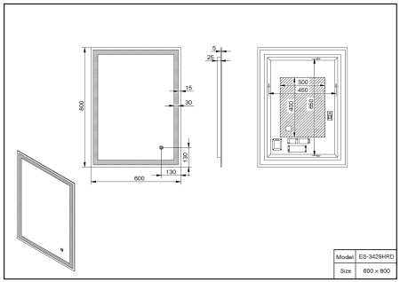 ✔️Зеркало ESBANO ES-3429HRD ESMI3429HRD купить за 115 900 тенге в Казахстане г. Астане, Алмате, Караганде