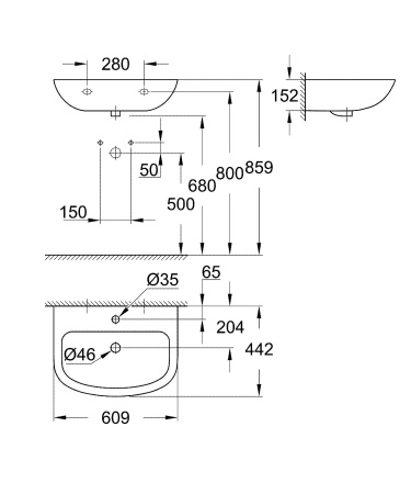 ✔️Раковина Grohe Bau Ceramic 60 см 39421000 купить за 33 300 тенге в Казахстане г. Астане, Алмате, Караганде