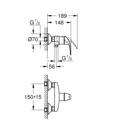 ✔️Смеситель для душа Grohe Bau Curve 23631000 купить за 44 000 тенге в Казахстане г. Астане, Алмате, Караганде