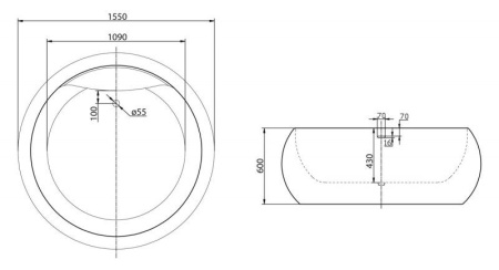 ✔️Акриловая ванна отдельностоящая BelBagno BB30-1550 купить за 1 302 400 тенге в Казахстане г. Астане, Алмате, Караганде