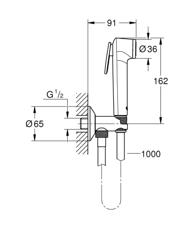 ✔️Гигиенический душ с гибким шлангом, штуцером и держателем Grohe Tempesta 26358000 купить за 57 800 тенге в Казахстане г. Астане, Алмате, Караганде