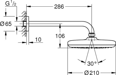 ✔️Верхний душ с кронштейном Grohe Tempesta 26412000 купить за 99 000 тенге в Казахстане г. Астане, Алмате, Караганде