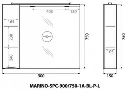 ✔️Зеркальный шкаф BelBagno MARINO MARINO-SPC-900/750-1A-BL-P-L купить за 115 000 тенге в Казахстане г. Астане, Алмате, Караганде